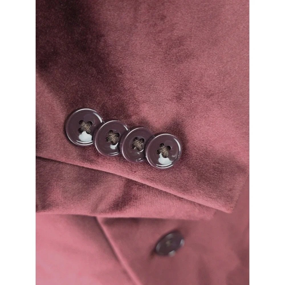 Alfani Sport Coat Mens 36S Burgundy Velvet Slim Fit Two Button Blazer Jacket NWT